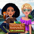 Jasmine och Rapunzel på Camping